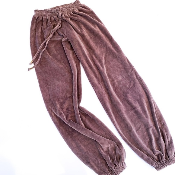 Vanita Rosa Taupe Luxury LowRise Velour Joggers XS - Picture 12 of 12